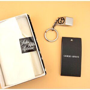 Giorgio Armani Keychain Limited Edition Made In Italy Black & Chrome